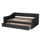 Haylie Modern and Contemporary Dark Grey Fabric Upholstered Full Size Daybed with Roll-Out Trundle Bed FredCo