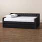Haylie Modern and Contemporary Dark Grey Fabric Upholstered Full Size Daybed with Roll-Out Trundle Bed FredCo