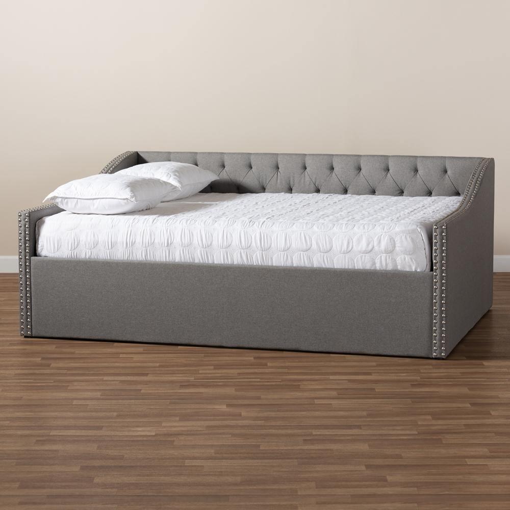 Haylie Modern and Contemporary Light Grey Fabric Upholstered Queen Size Daybed FredCo
