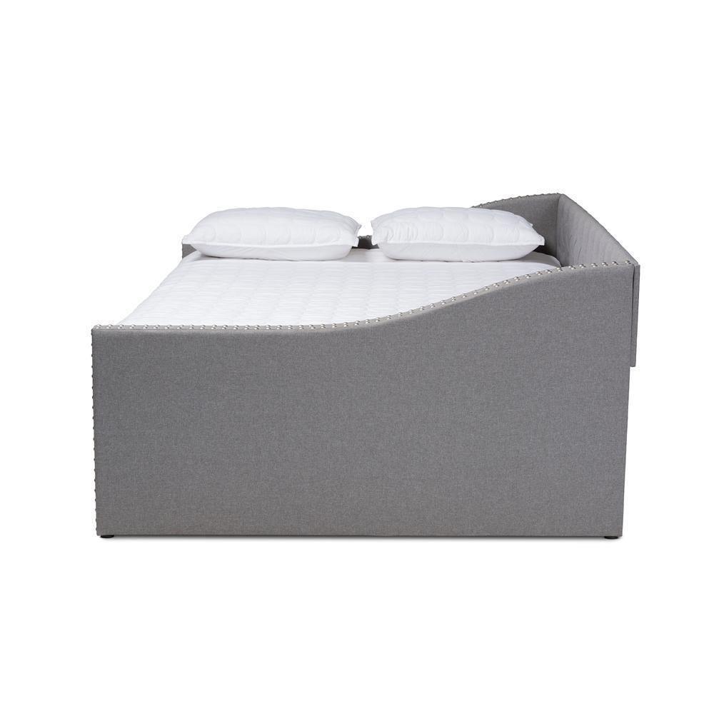 Haylie Modern and Contemporary Light Grey Fabric Upholstered Queen Size Daybed FredCo