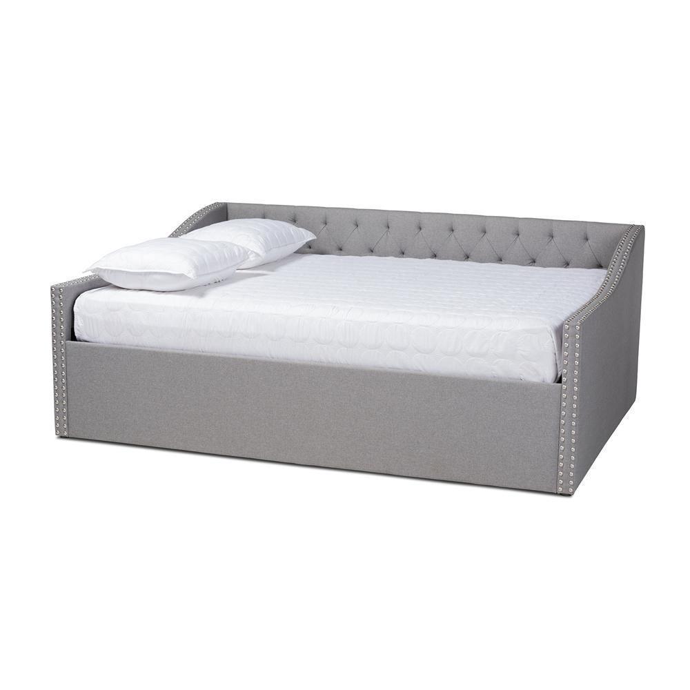 Haylie Modern and Contemporary Light Grey Fabric Upholstered Queen Size Daybed FredCo
