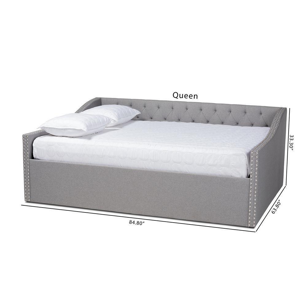 Haylie Modern and Contemporary Light Grey Fabric Upholstered Queen Size Daybed FredCo