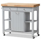Hayward Coastal and Farmhouse Light Grey Wood Kitchen Cart FredCo