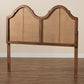 Hazel Vintage Classic and Traditional Ash Walnut Finished Wood and Synthetic Rattan King Size Arched Headboard FredCo