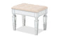 Hedia Contemporary Glam and Luxe Beige Fabric Upholstered and Silver Finished Wood Ottoman FredCo