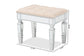 Hedia Contemporary Glam and Luxe Beige Fabric Upholstered and Silver Finished Wood Ottoman FredCo