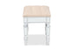 Hedia Contemporary Glam and Luxe Beige Fabric Upholstered and Silver Finished Wood Ottoman FredCo
