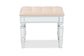 Hedia Contemporary Glam and Luxe Beige Fabric Upholstered and Silver Finished Wood Ottoman FredCo