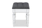 Hedia Contemporary Glam and Luxe Grey Fabric Upholstered and Silver Finished Wood Ottoman FredCo