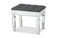 Hedia Contemporary Glam and Luxe Grey Fabric Upholstered and Silver Finished Wood Ottoman FredCo