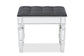 Hedia Contemporary Glam and Luxe Grey Fabric Upholstered and Silver Finished Wood Ottoman FredCo
