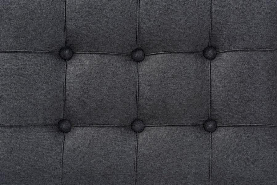 Hedia Contemporary Glam and Luxe Grey Fabric Upholstered and Silver Finished Wood Ottoman FredCo