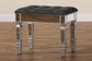 Hedia Contemporary Glam and Luxe Grey Fabric Upholstered and Silver Finished Wood Ottoman FredCo