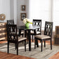 Heidi Modern and Contemporary Sand Fabric Upholstered and Dark Brown Finished Wood 5-Piece Dining Set FredCo
