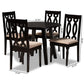Heidi Modern and Contemporary Sand Fabric Upholstered and Dark Brown Finished Wood 5-Piece Dining Set FredCo