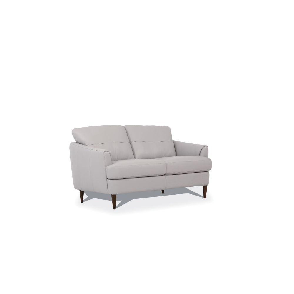 Helena Loveseat Pearl Gray Leather FredCo
