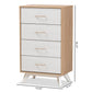 Helena Mid-Century Modern Natural Oak and Whitewashed Finished Wood 4-Drawer Chest FredCo