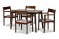 Helene Mid-Century Modern Warm Grey Fabric and Dark Brown Finished Wood 5-Piece Dining Set FredCo