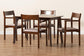 Helene Mid-Century Modern Warm Grey Fabric and Dark Brown Finished Wood 5-Piece Dining Set FredCo