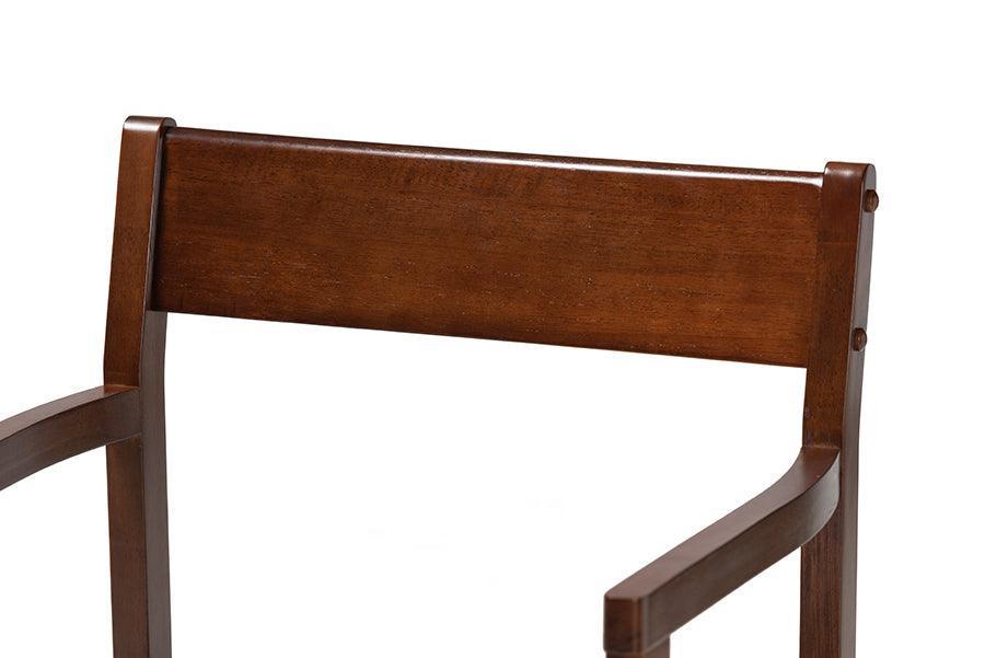 Helene Mid-Century Modern Warm Grey Fabric and Dark Brown Finished Wood 5-Piece Dining Set FredCo
