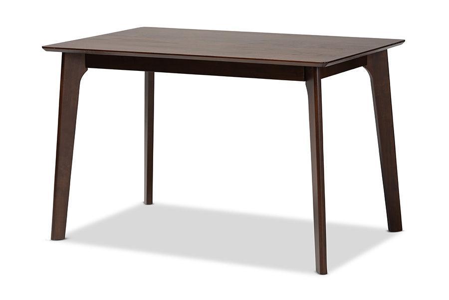 Helene Mid-Century Modern Warm Grey Fabric and Dark Brown Finished Wood 5-Piece Dining Set FredCo