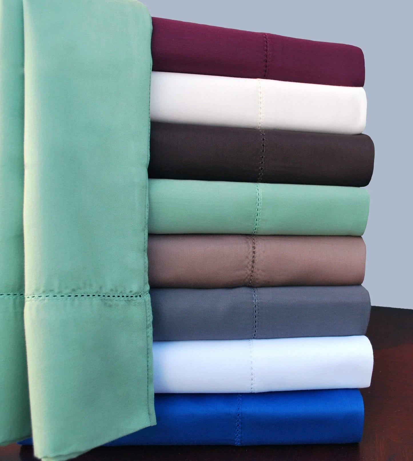 Hem Stitch 600-Thread-Count Pillowcases Set, Cotton Blend, 8 Colors FredCo