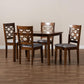 Henry Modern and Contemporary Grey Fabric Upholstered and Walnut Brown Finished Wood 5-Piece Dining Set FredCo