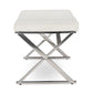 Herald Modern and Contemporary Stainless Steel and White Faux Leather Upholstered Rectangle Bench FredCo