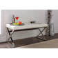Herald Modern and Contemporary Stainless Steel and White Faux Leather Upholstered Rectangle Bench FredCo