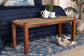 Hermes Mid-Century Modern Transitional Natural Seagrass and Mahogany Wood Bench FredCo