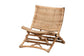 Herrara Modern Bohemian Natural Brown Antique Rattan Foldable Lounge Chair FredCo