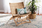 Herrara Modern Bohemian Natural Brown Antique Rattan Foldable Lounge Chair FredCo