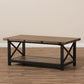 Herzen Rustic Industrial Style Antique Black Textured Finished Metal Distressed Wood Occasional Cocktail Coffee Table FredCo