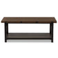 Herzen Rustic Industrial Style Antique Black Textured Finished Metal Distressed Wood Occasional Cocktail Coffee Table FredCo