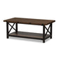Herzen Rustic Industrial Style Antique Black Textured Finished Metal Distressed Wood Occasional Cocktail Coffee Table FredCo