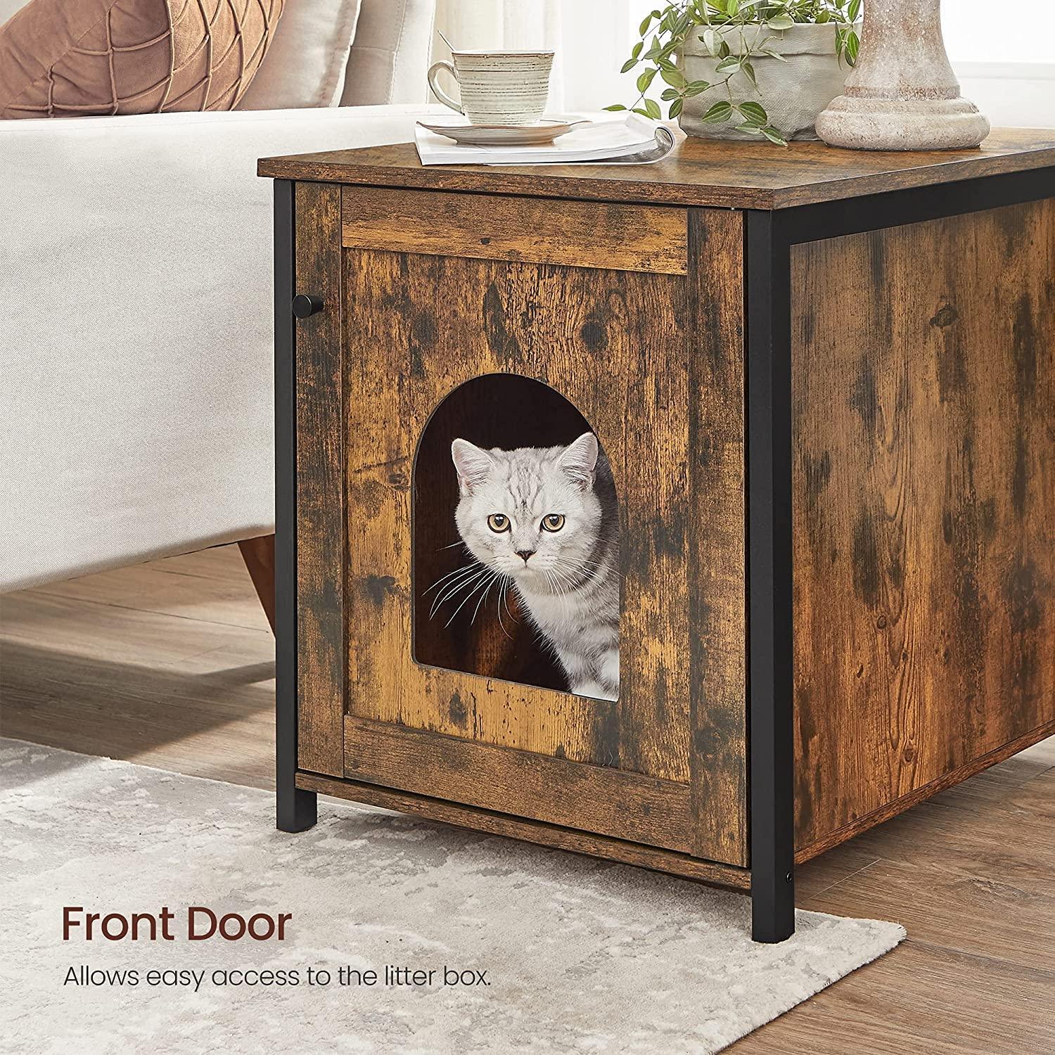Hidden Litter Box Enclosure Cabinet, Brown and Black FredCo