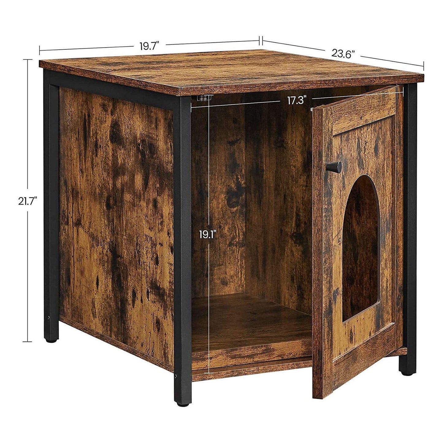 Hidden Litter Box Enclosure Cabinet, Brown and Black FredCo