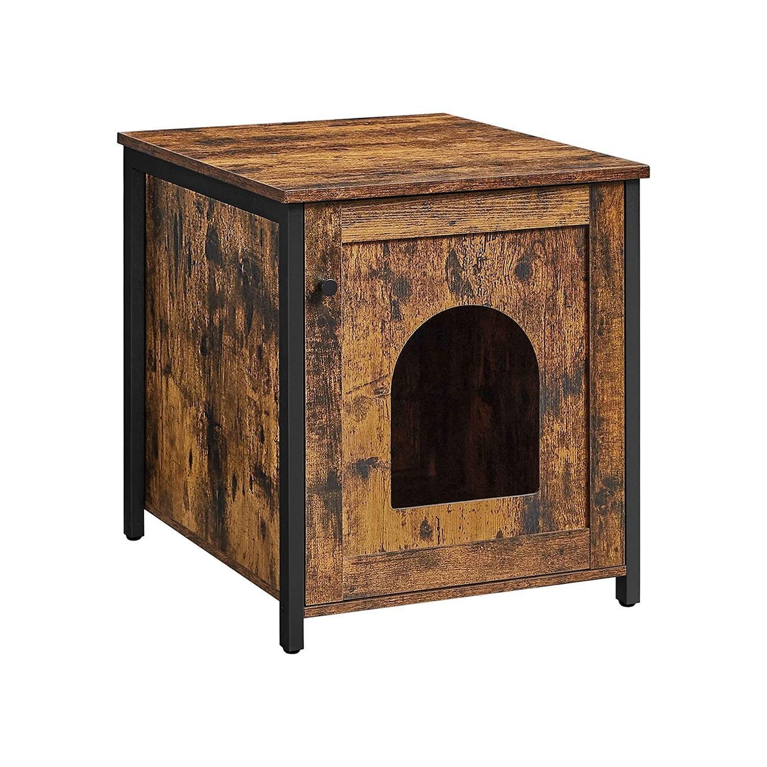 Hidden Litter Box Enclosure Cabinet, Brown and Black FredCo
