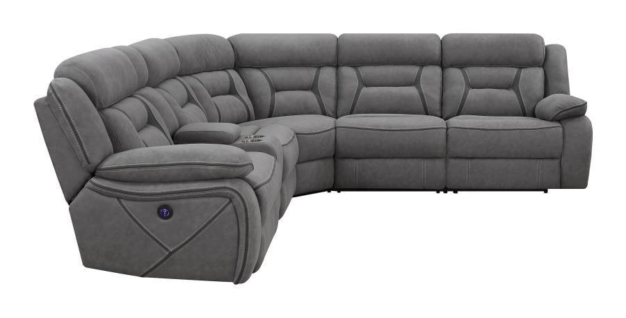 Higgins Four-Piece Upholstered Power Sectional Grey 600370 Coaster FredCo