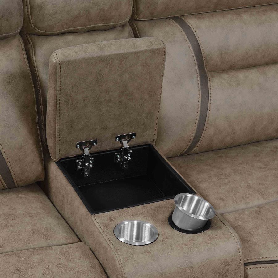 Higgins Four-Piece Upholstered Power Sectional Tan 600380 Coaster FredCo