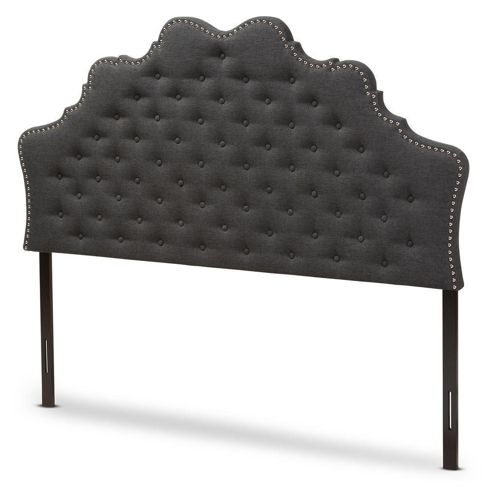 Hilda Modern and Contemporary Dark Grey Fabric King Size Headboard FredCo