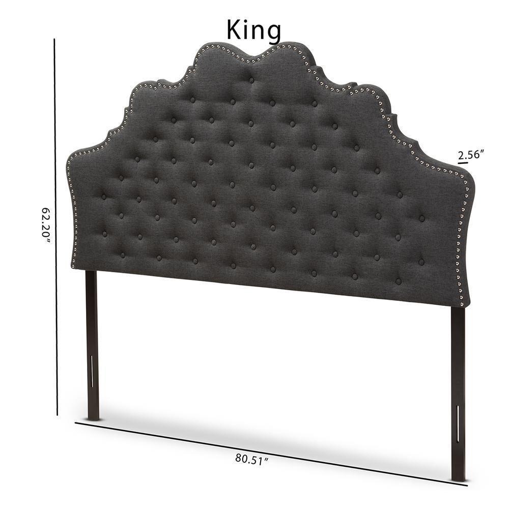 Hilda Modern and Contemporary Dark Grey Fabric King Size Headboard FredCo