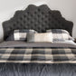 Hilda Modern and Contemporary Dark Grey Fabric Queen Size Headboard FredCo