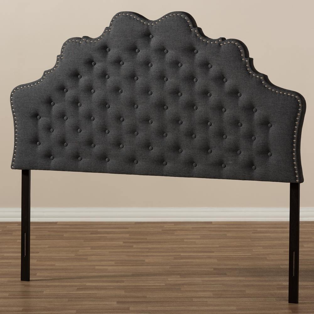 Hilda Modern and Contemporary Dark Grey Fabric Queen Size Headboard FredCo