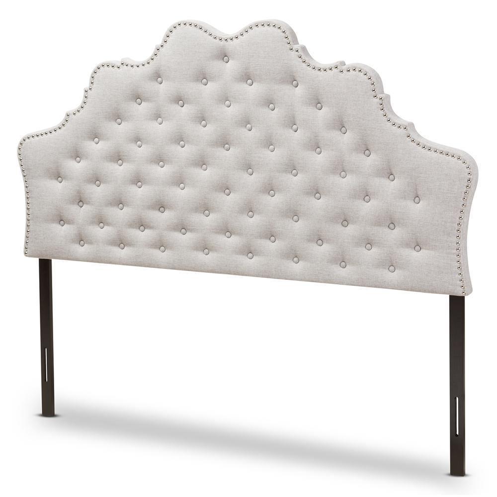 Hilda Modern and Contemporary Greyish Beige Fabric Queen Size Headboard FredCo