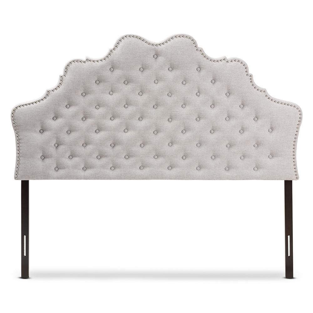 Hilda Modern and Contemporary Greyish Beige Fabric Queen Size Headboard FredCo