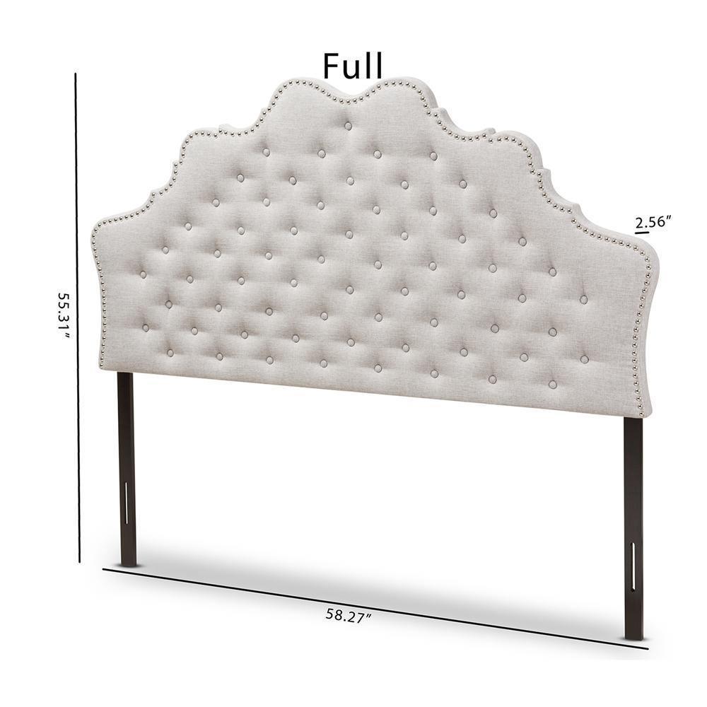 Hilda Modern and Contemporary Greyish Beige Fabric Queen Size Headboard FredCo