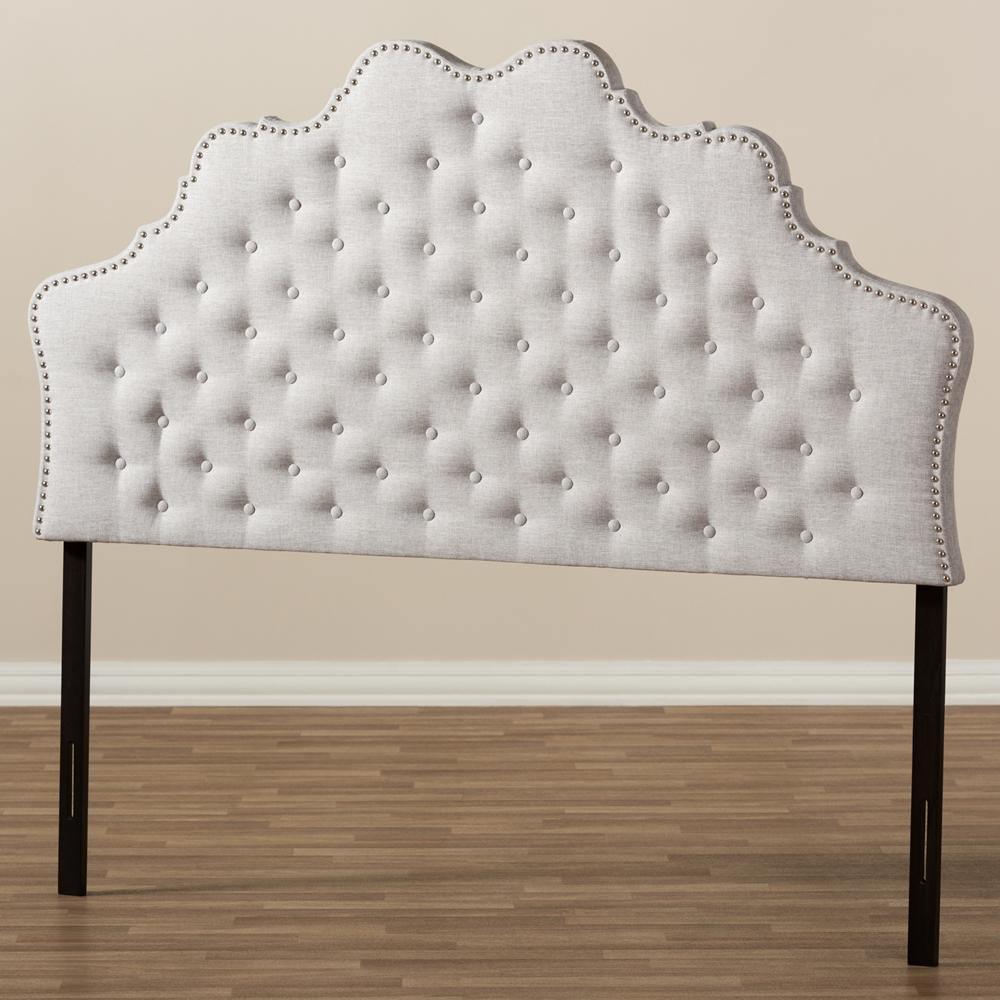 Hilda Modern and Contemporary Greyish Beige Fabric Queen Size Headboard FredCo