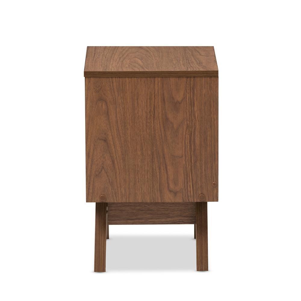 Hildon Mid-Century Modern White and Walnut Wood 2-Drawer Storage Nightstand FredCo