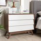 Hildon Mid-Century Modern White and Walnut Wood 3-Drawer Storage Chest FredCo